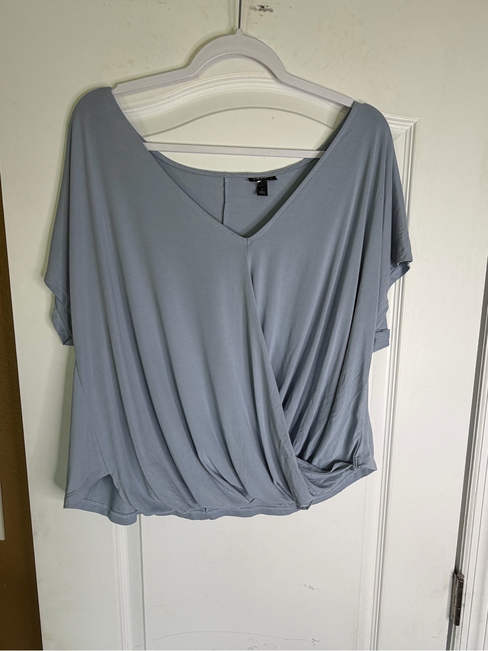 Torrid Plus Size Light Blue Jersey V-neck Twisted High Low Tee. Size 1X